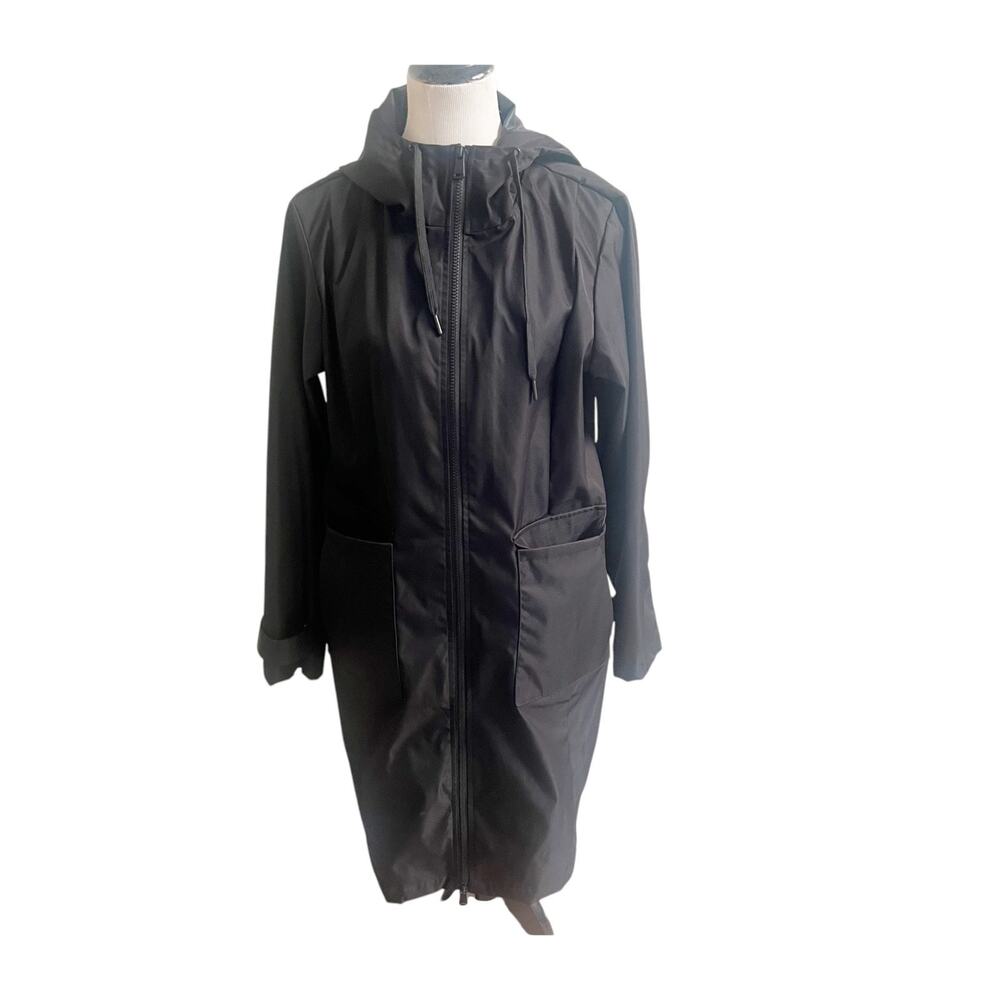 Bernardo Hooded Rain Coat Womens Medium Black Waterproof Full Zipper Gorpcore